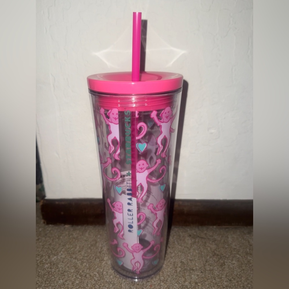 Starbucks + roller rabbit lovely monkey- limited edition plastic cold cup